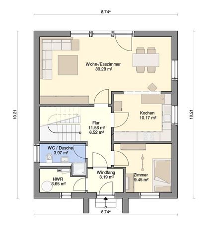 Grundriss Erdgeschoss des Vialla 122 zeigt die interessante Raumaufteilung.